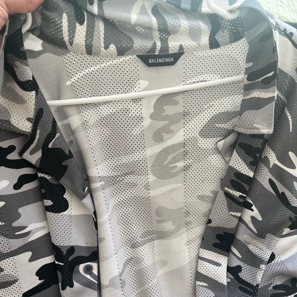 BALENCIAGA oversized mesh button up
